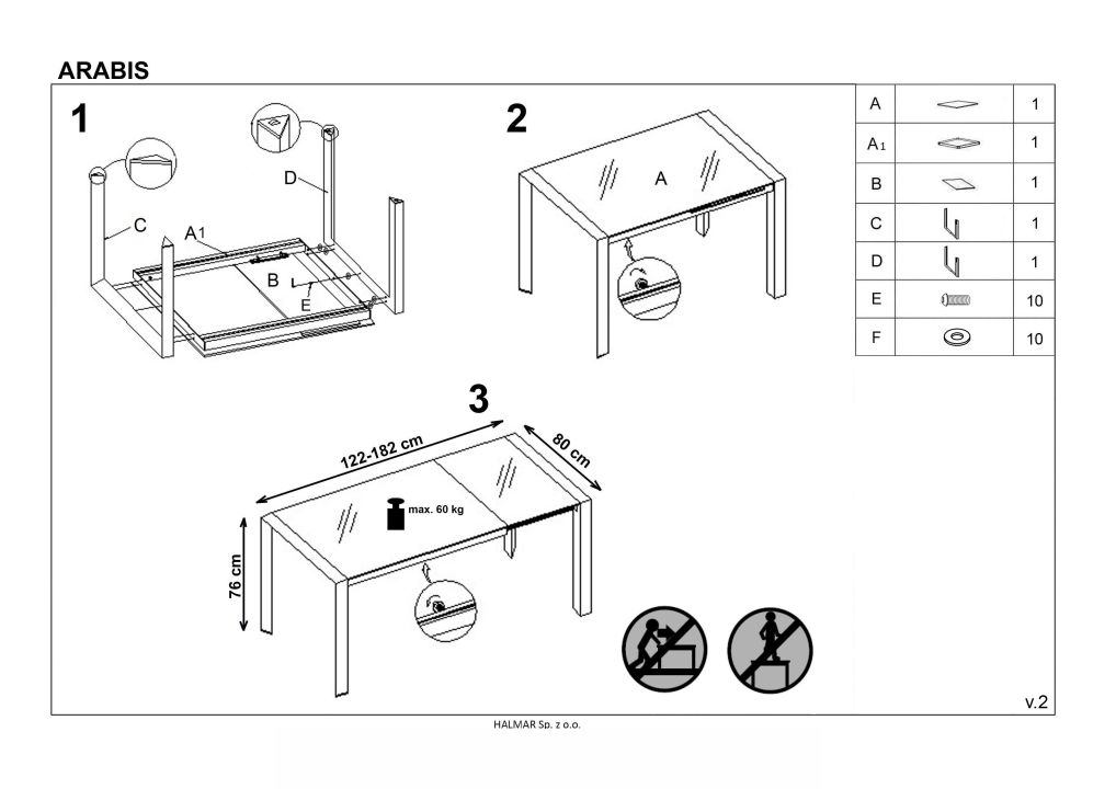 Instrukcja montażu stołu Arabis