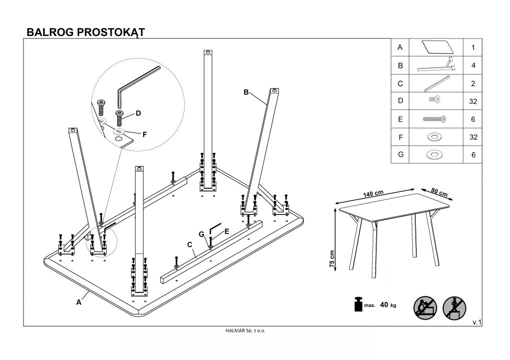 Instrukcja montażu stołu Balrog 2