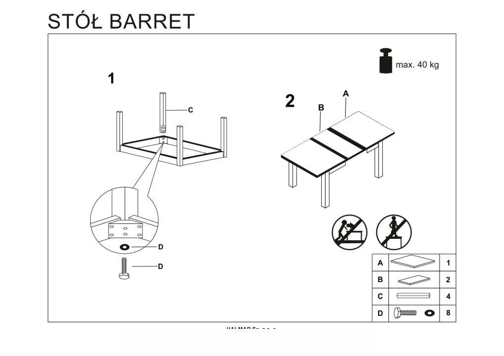 Instrukcja montażu stołu Barret