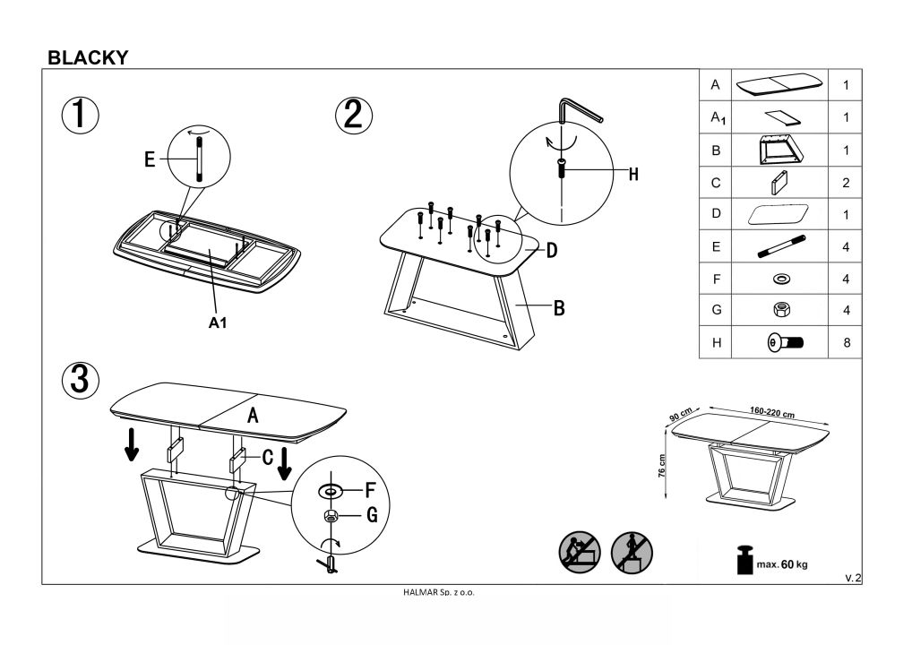 Instrukcja montażu stołu Blacky 2