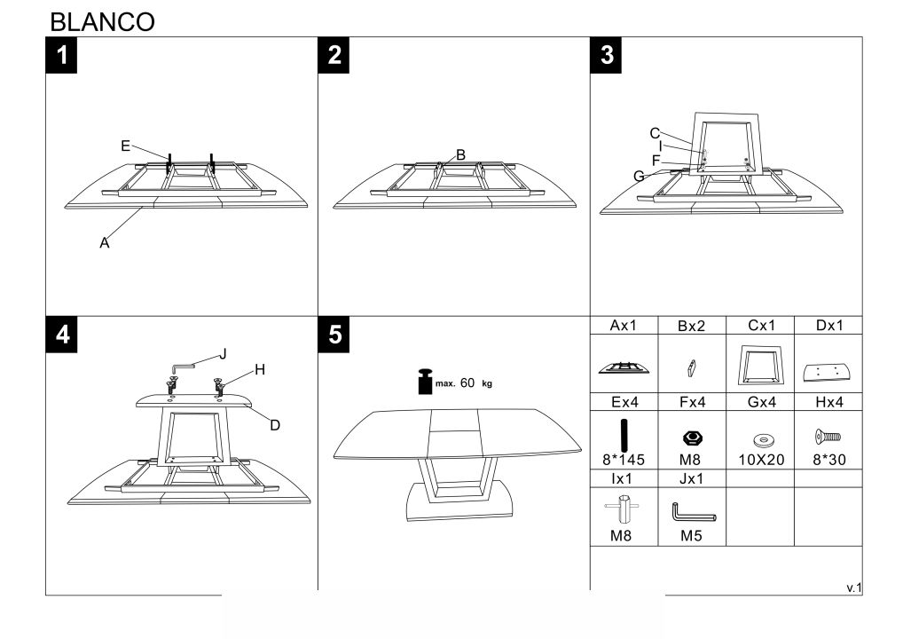 Instrukcja montażu stołu Blanco