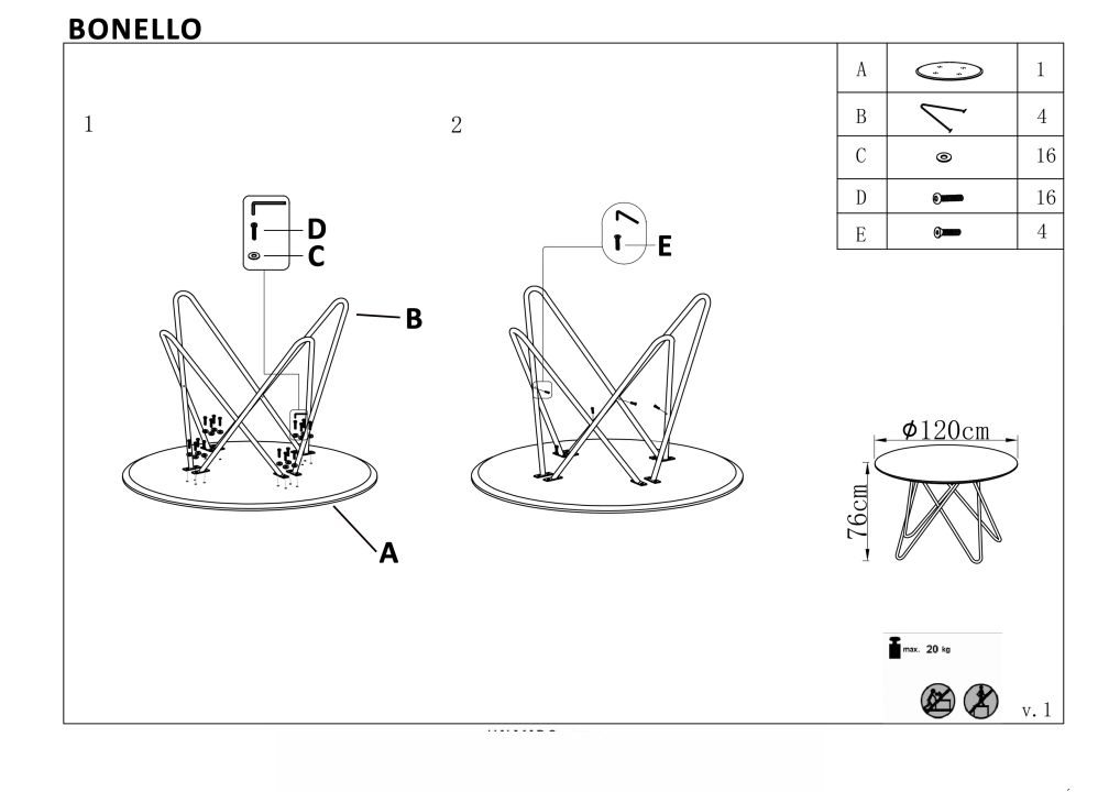 Instrukcja montażu stołu Bonello