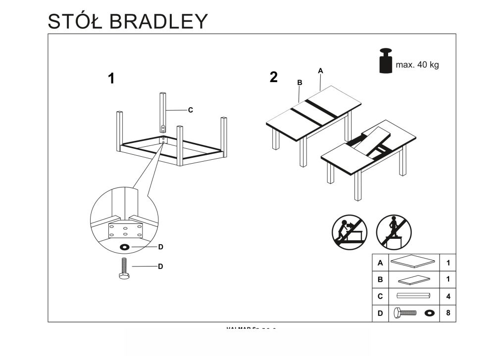 Instrukcja montażu stołu Bradley
