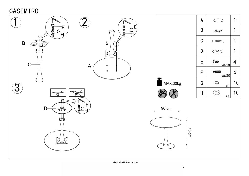 Instrukcja montażu stołu Casemiro