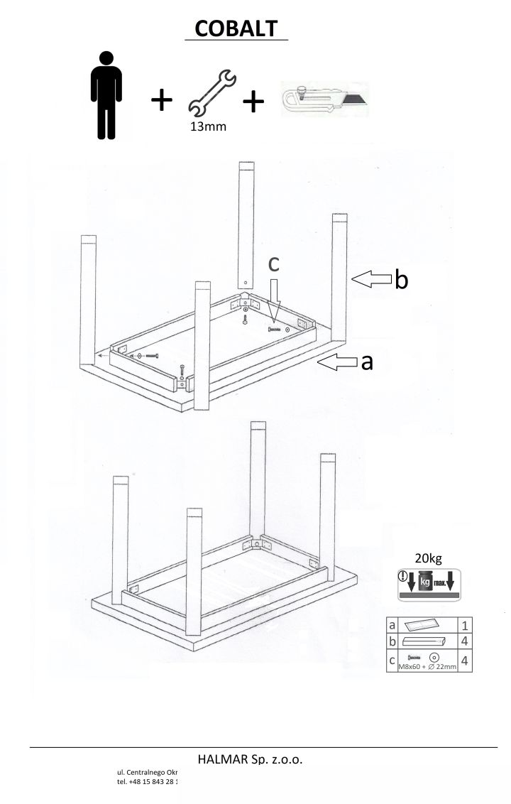 Instrukcja montażu stołu Cobalt