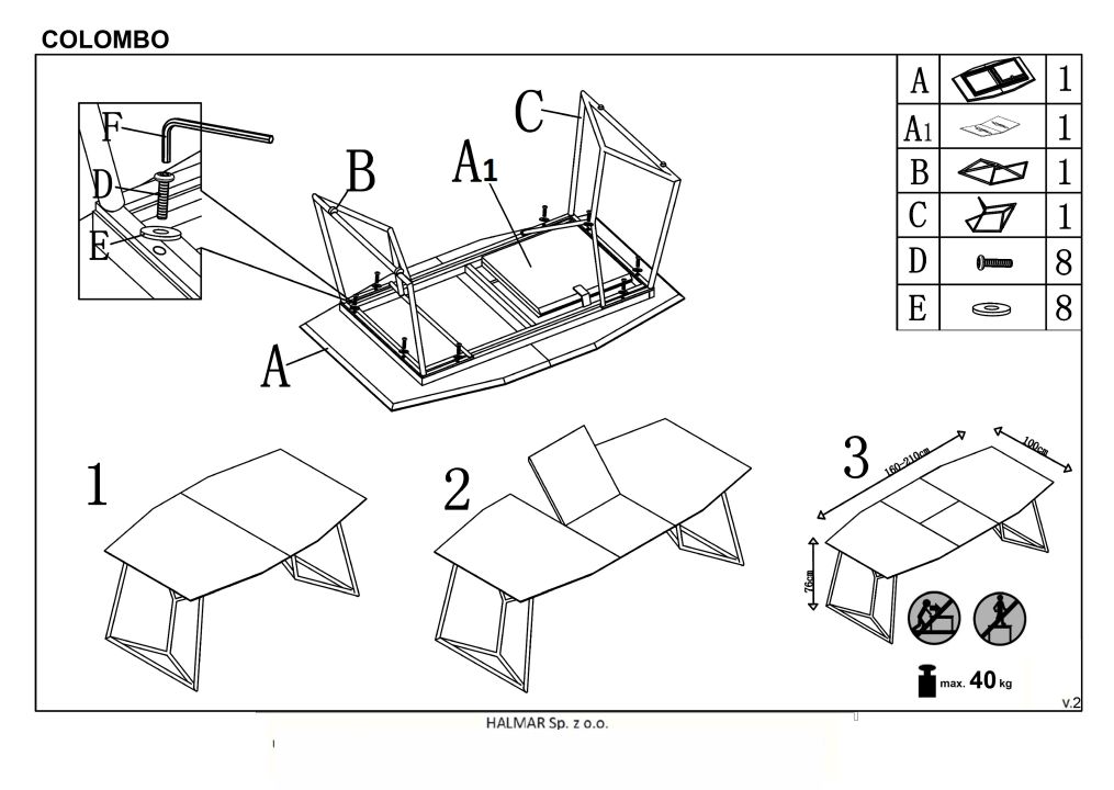 Instrukcja montażu stołu Colombo