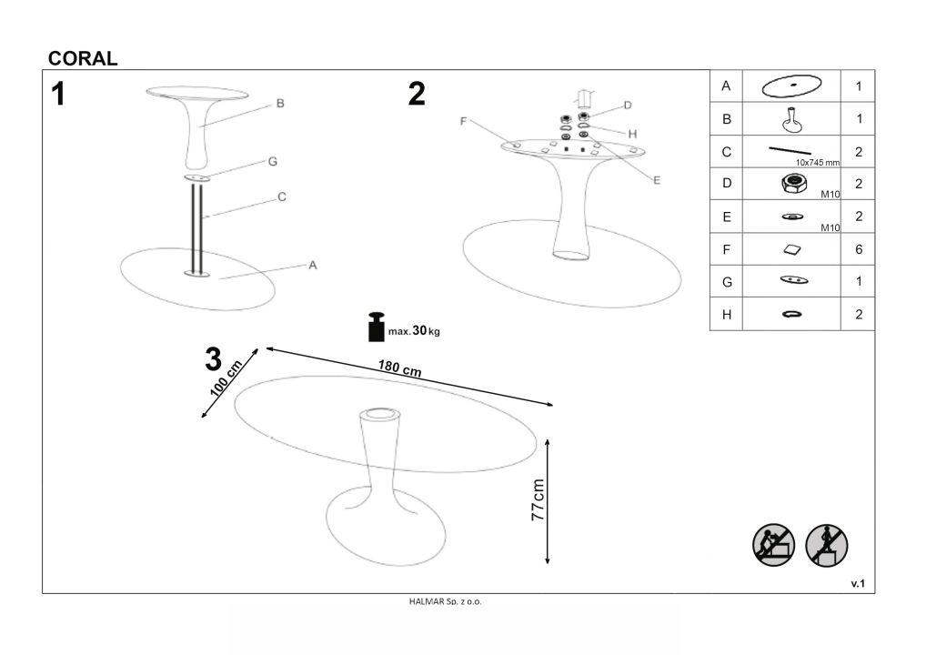 Instrukcja montażu stołu Coral