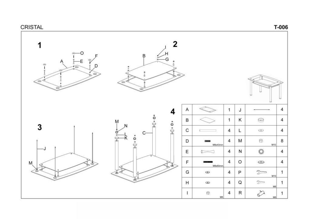 Instrukcja montażu stołu Cristal