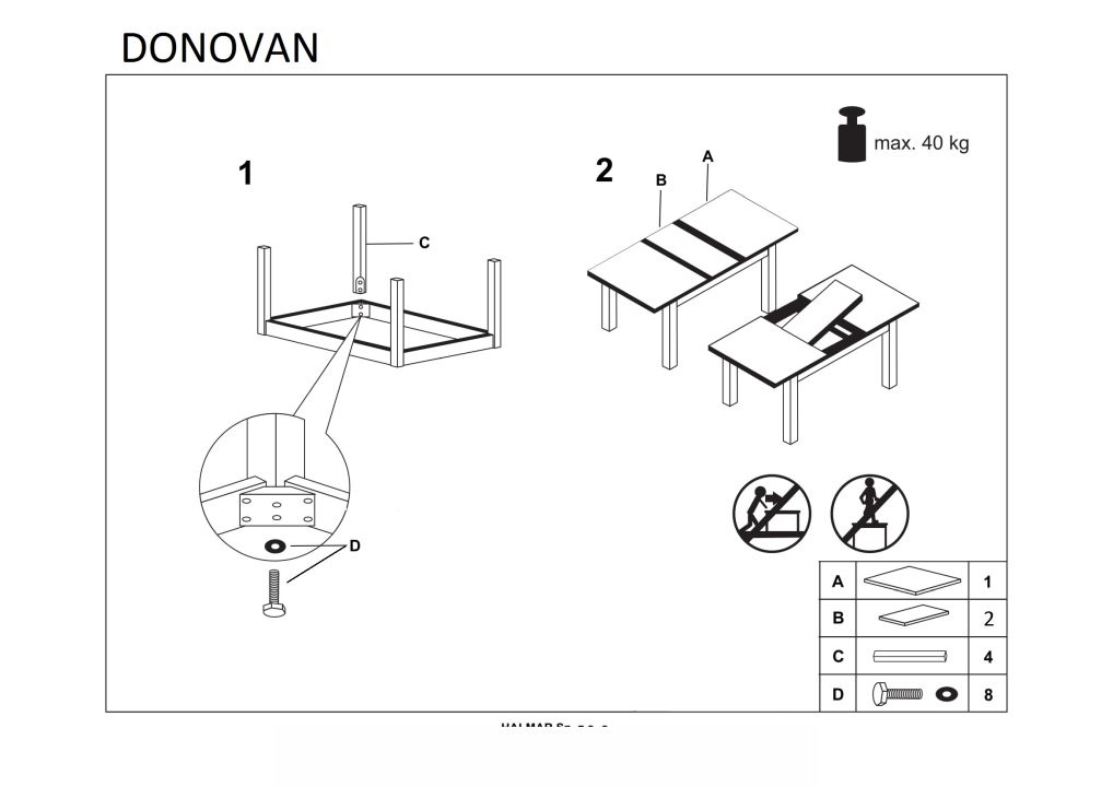 Instrukcja montażu stołu Donovan