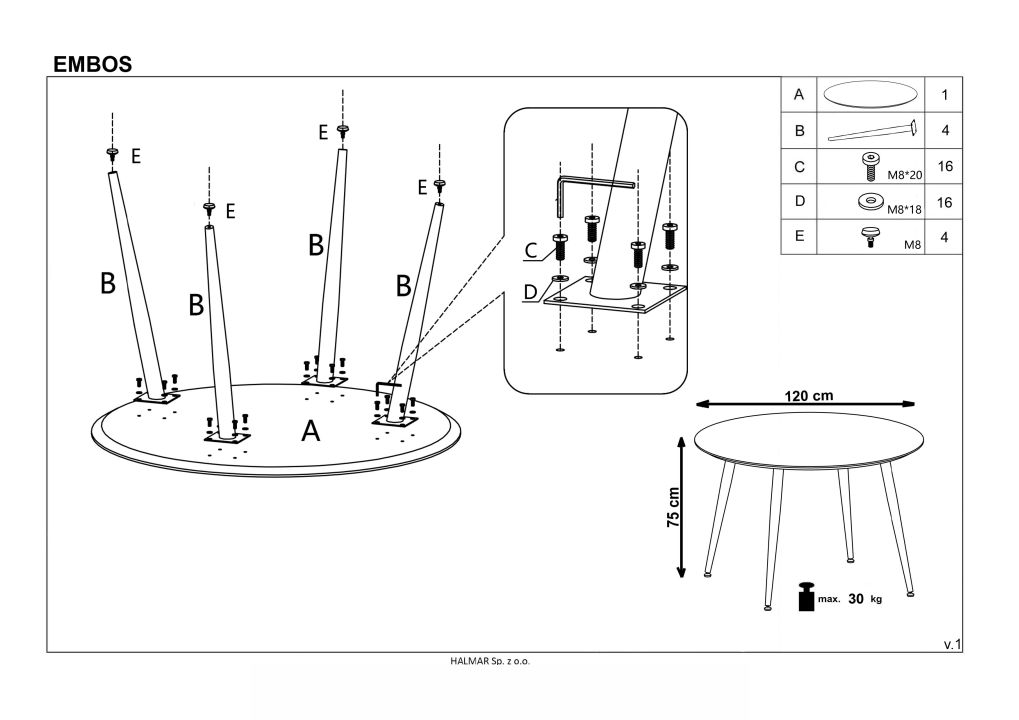 Instrukcja montażu stołu Embos