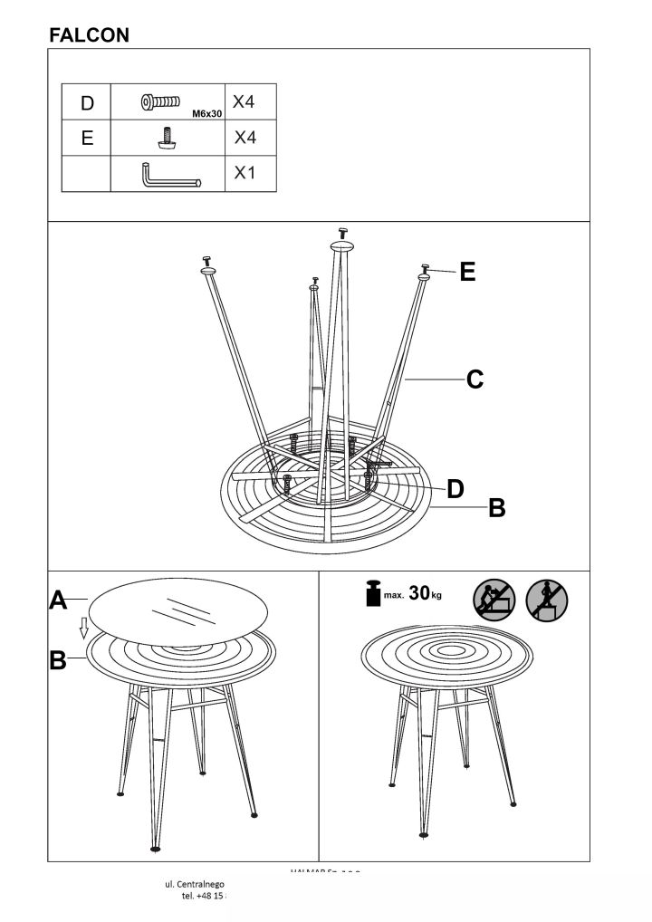 Instrukcja montażu stołu Falcon