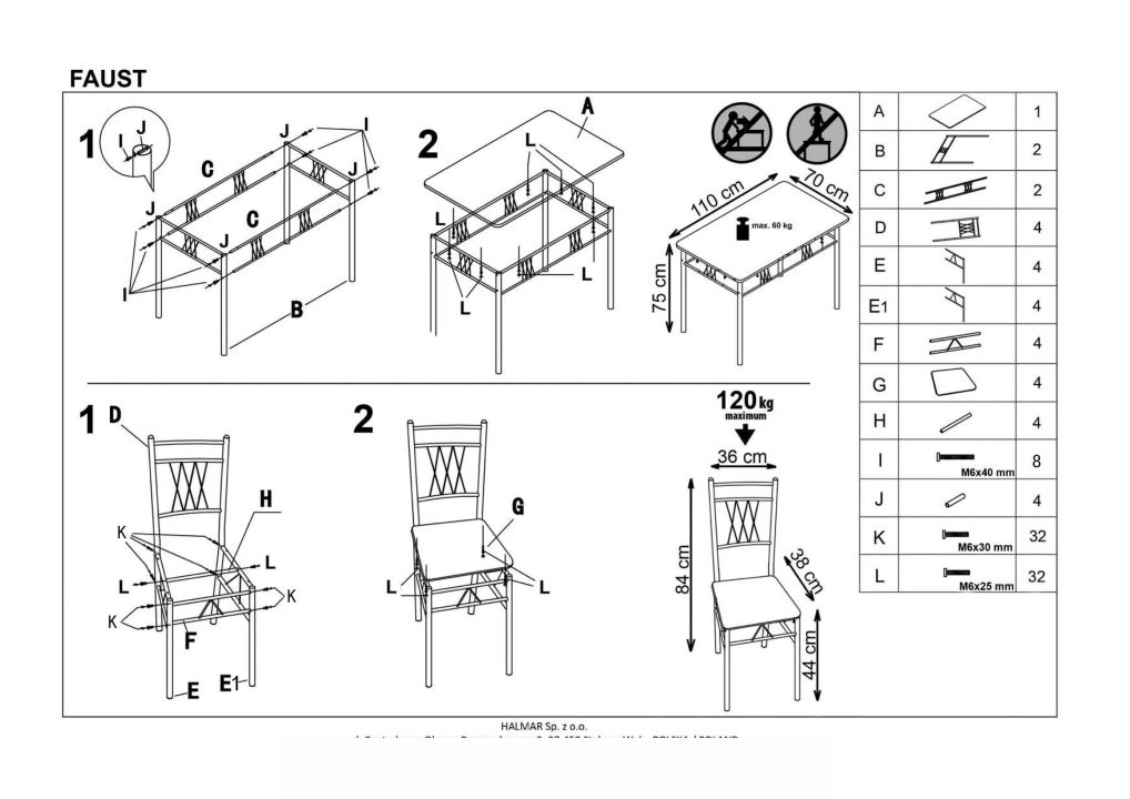 Instrukcja montażu stołu Faust 4