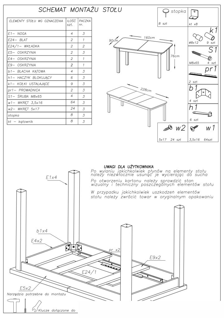 Instrukcja montażu stołu Florian