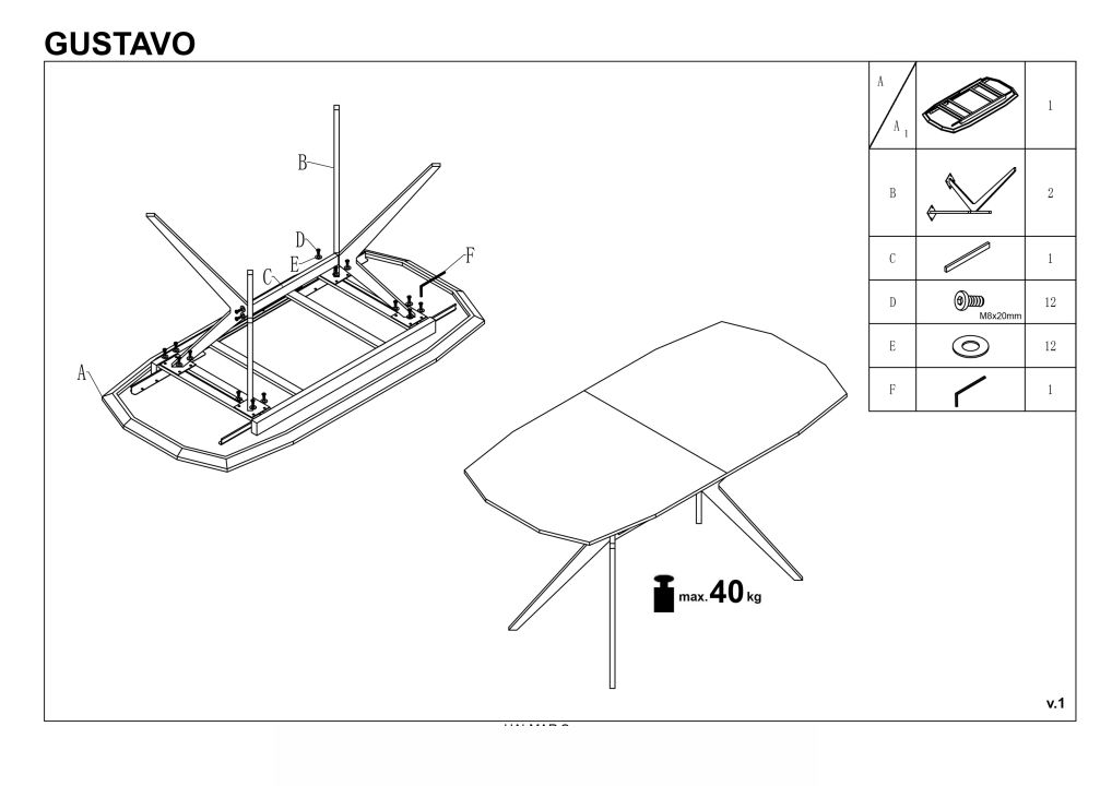 Instrukcja montażu stołu Gustavo
