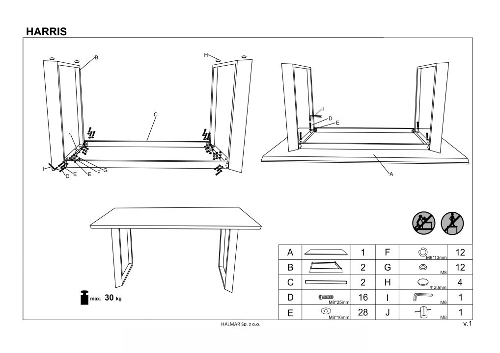 Instrukcja montażu stołu Harris