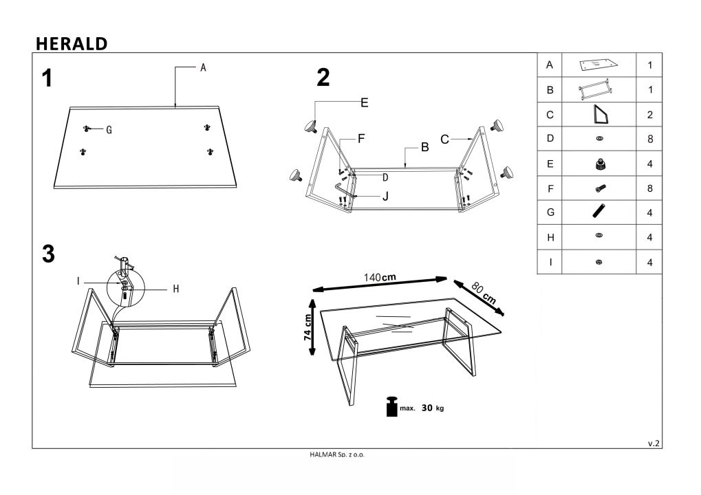 Instrukcja montażu stołu Herald