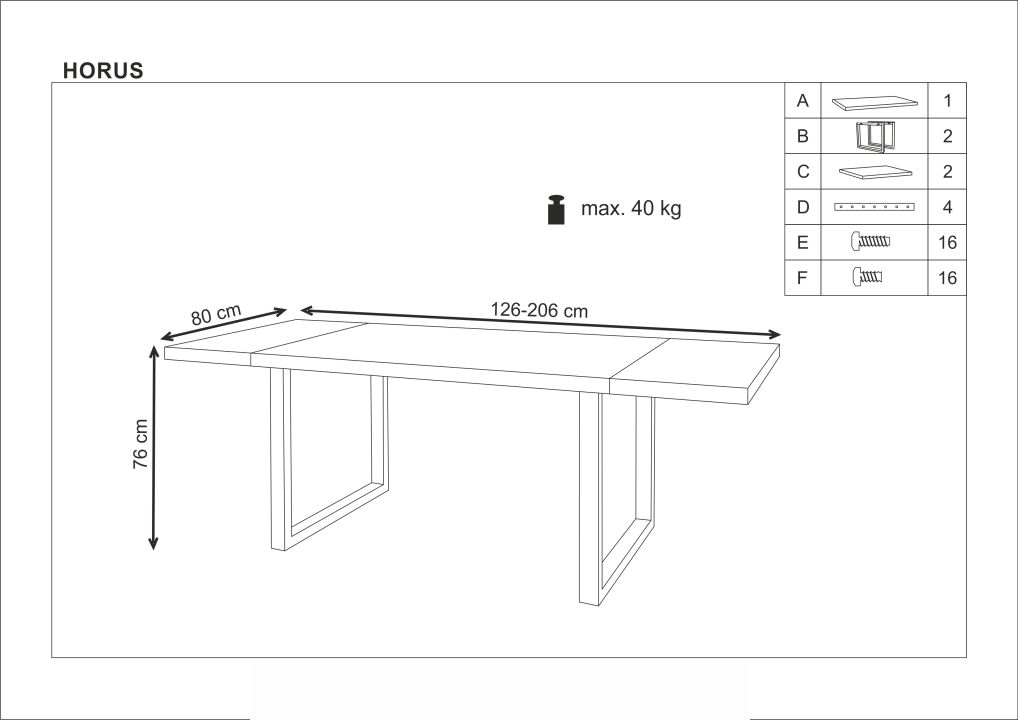 Instrukcja montażu stołu Horus