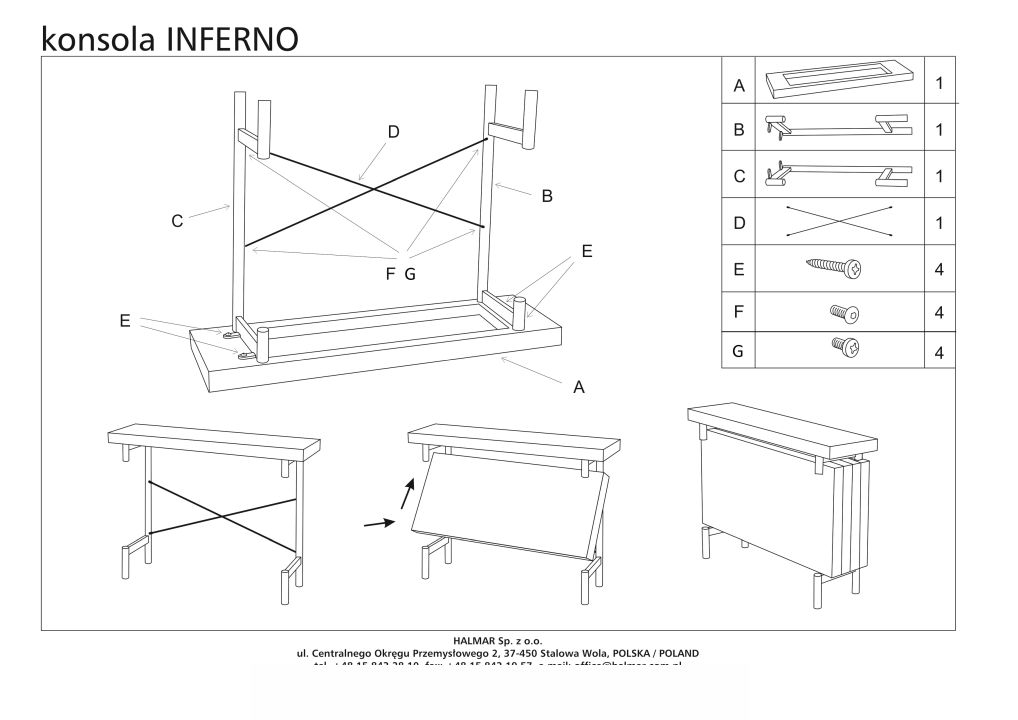 Instrukcja montażu stołu Inferno