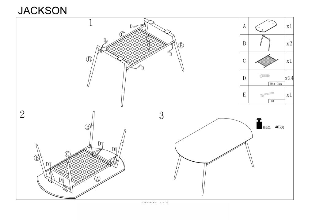Instrukcja montażu stołu Jackson