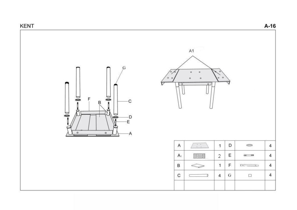 Instrukcja montażu stołu Kent
