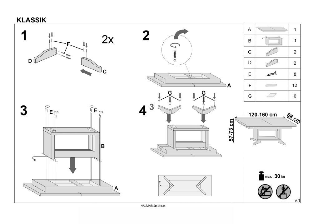Instrukcja montażu stołu Klassik ł