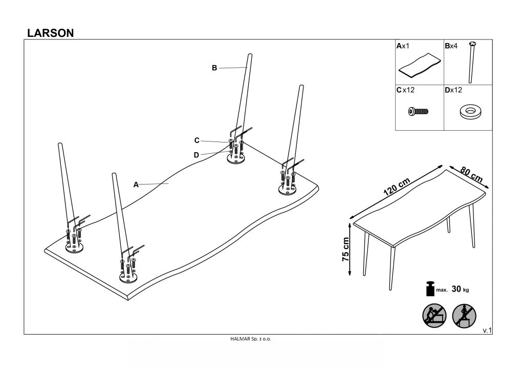 Instrukcja montażu stołu Larson