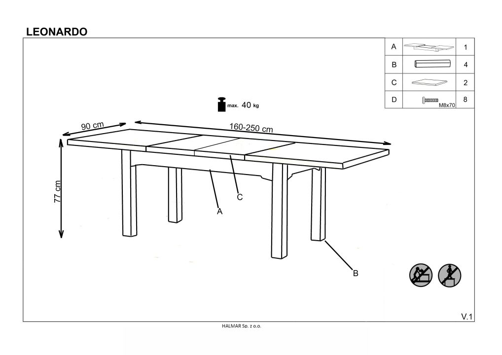 Instrukcja montażu stołu Leonardo