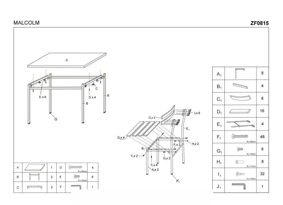 Instrukcja montażu stołu Malcolm 4