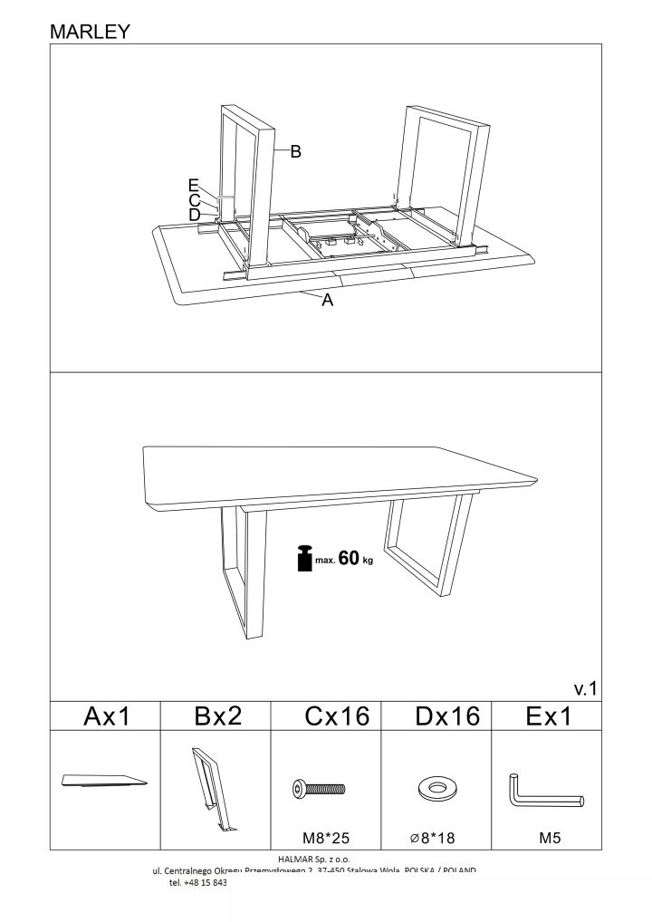 Instrukcja montażu stołu Marley