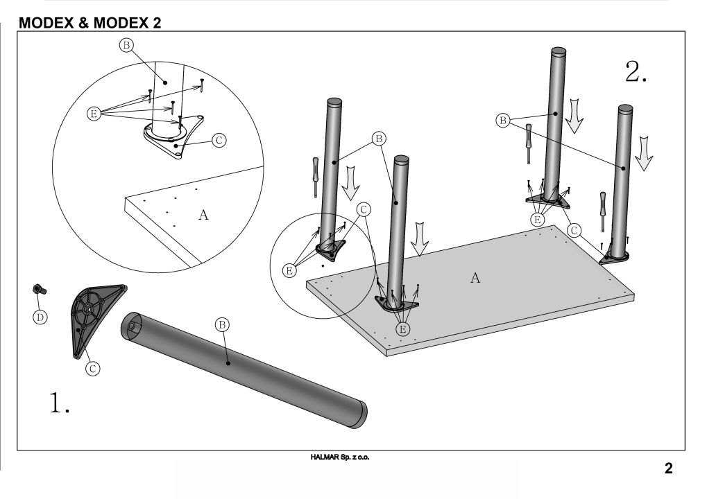 Instrukcja montażu stołu Modex 2 90