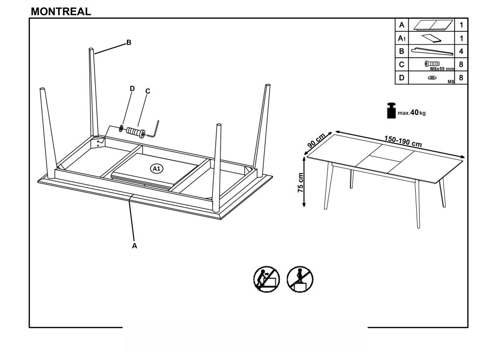 Instrukcja montażu stołu Montreal