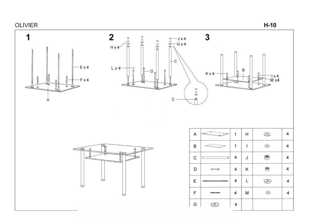 Instrukcja montażu stołu Olivier