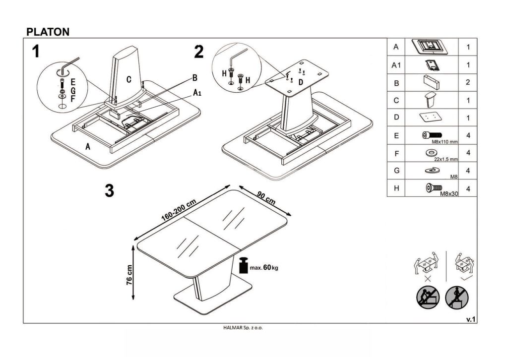 Instrukcja montażu stołu Platon