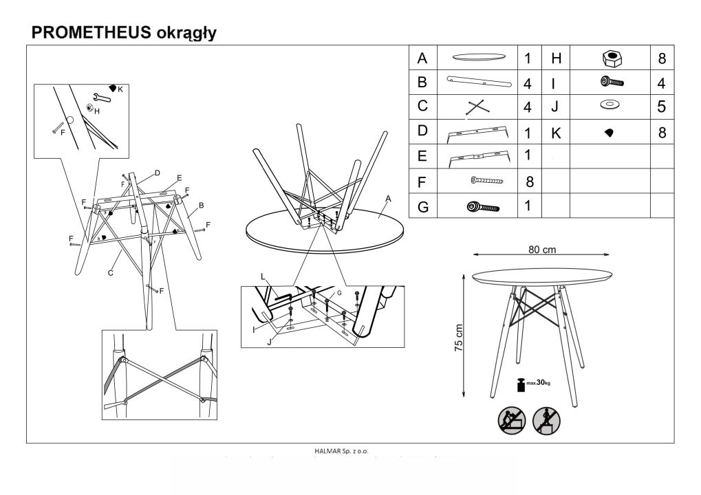 Instrukcja montażu stołu Prometheus Kwadrat