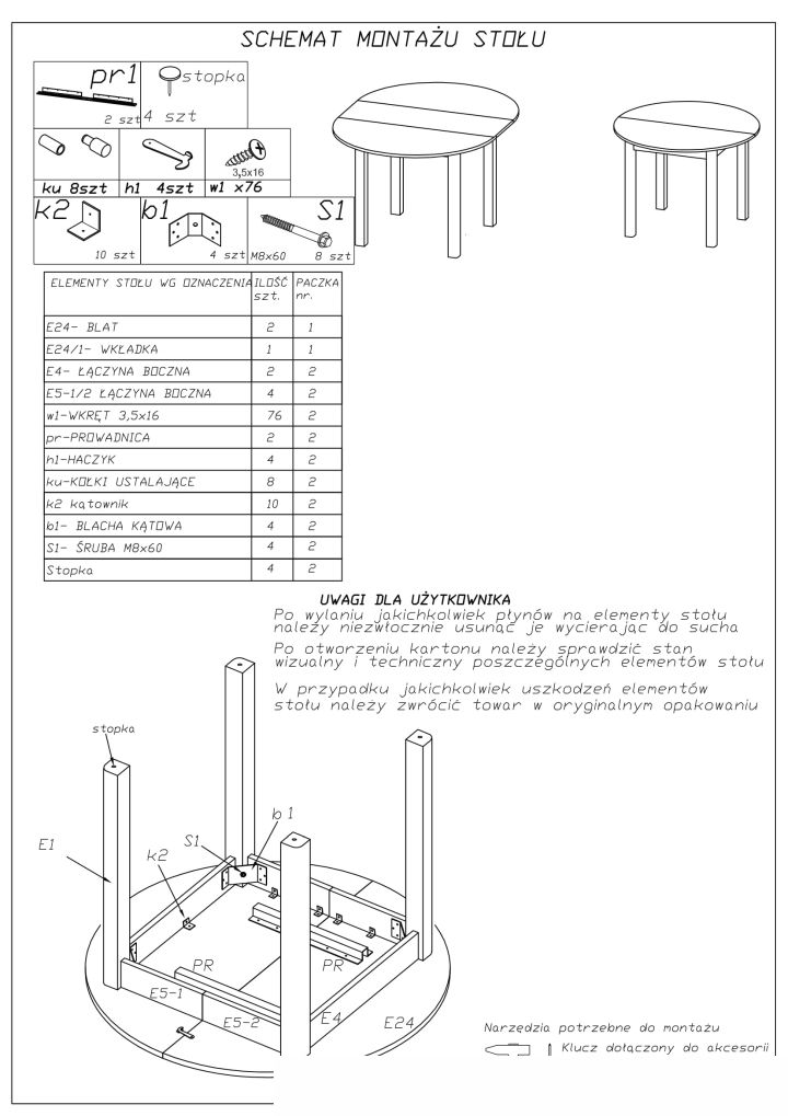 Instrukcja montażu stołu Ringo