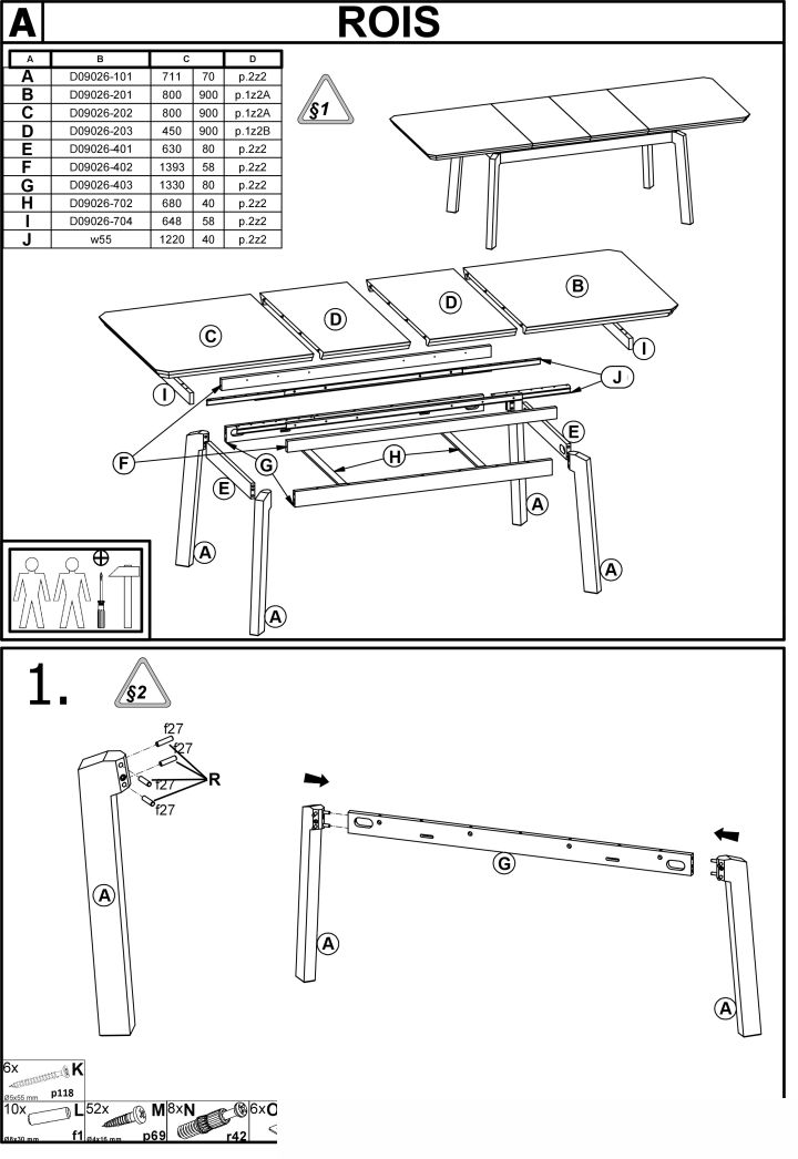 Instrukcja montażu stołu Rois
