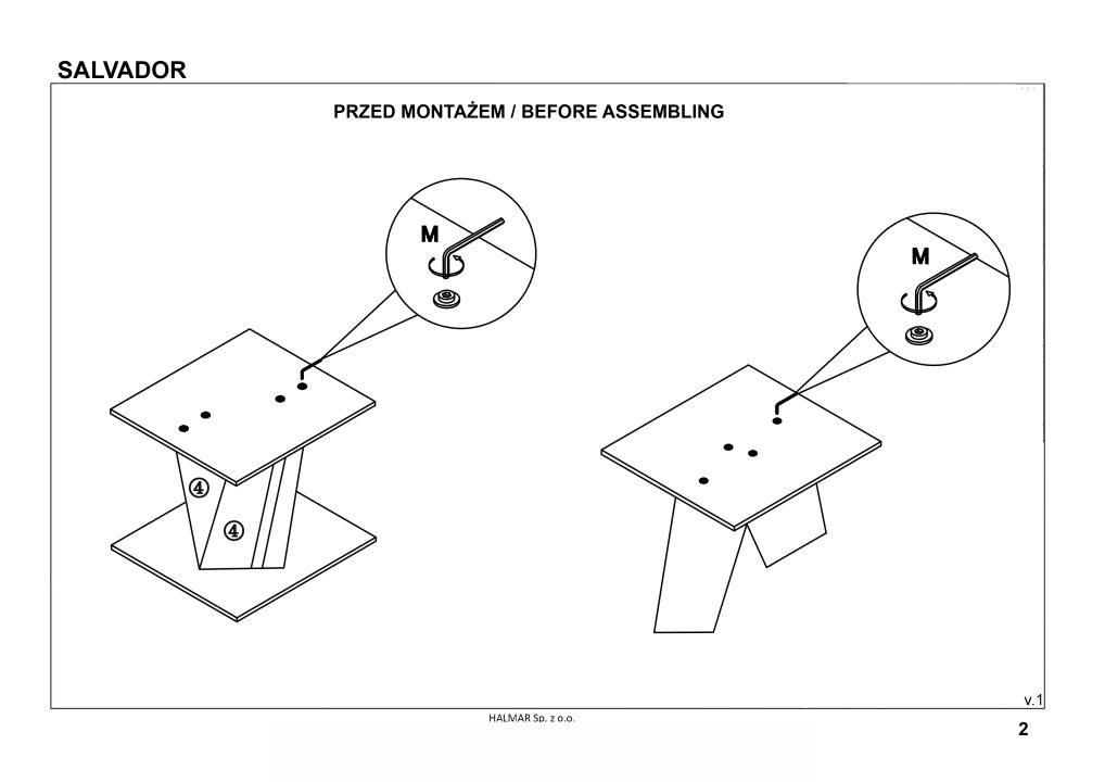 Instrukcja montażu stołu Salvador