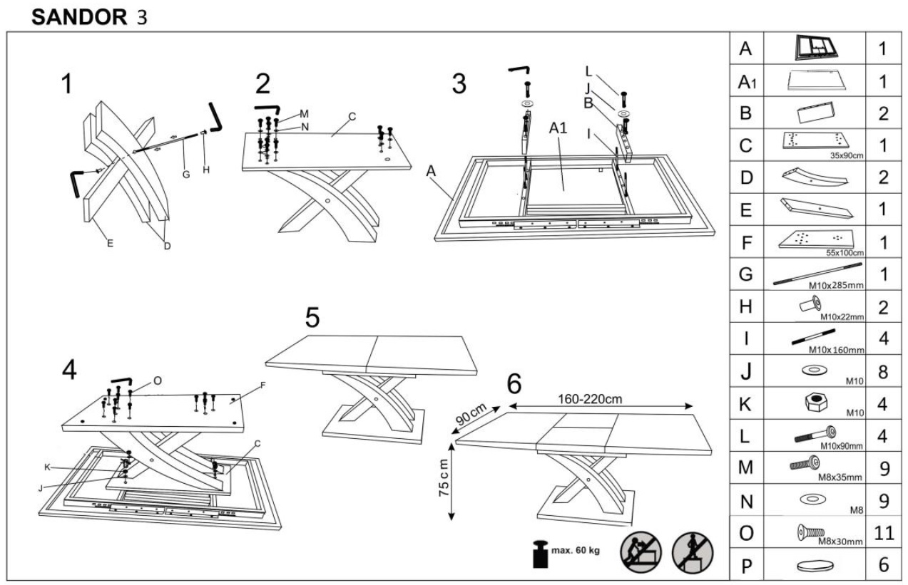 Instrukcja montażu stołu Sandor 3