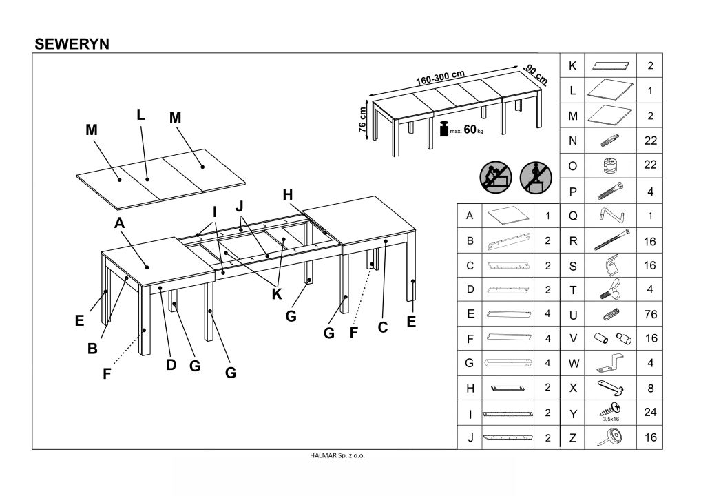Instrukcja montażu stołu Seweryn 160 300