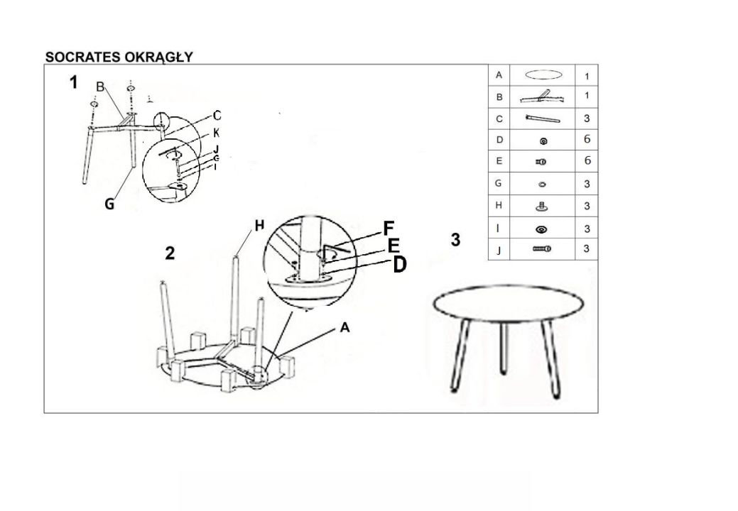 Instrukcja montażu stołu Socrates Okrągły