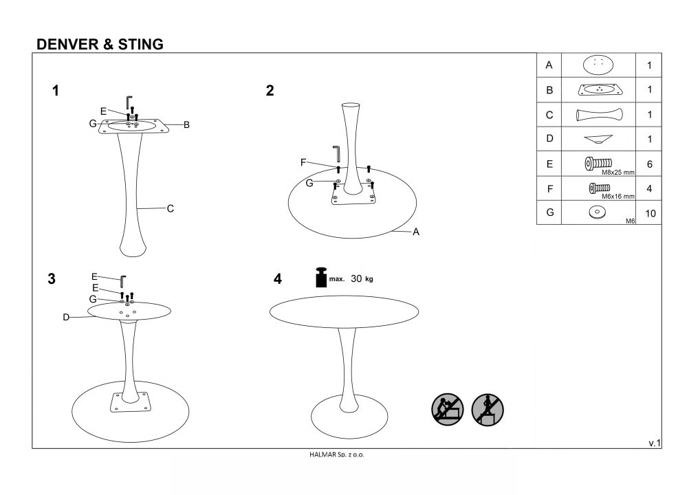 Instrukcja montażu stołu Sting