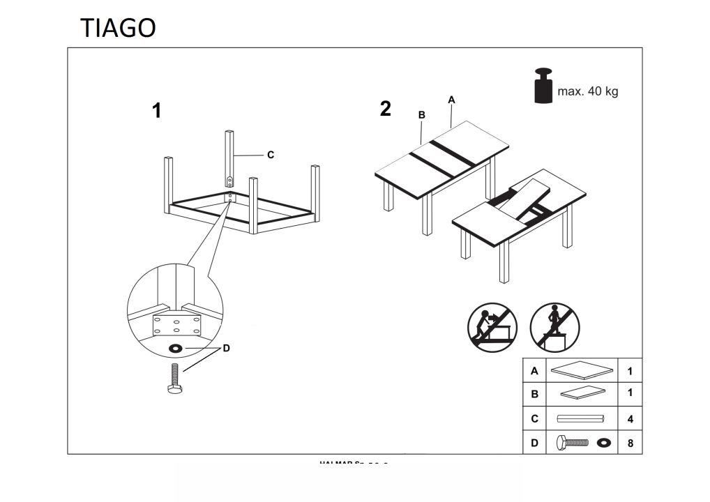 Instrukcja montażu stołu Tiago 140 220 80