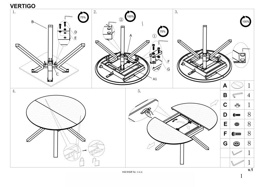 Instrukcja montażu stołu Vertigo