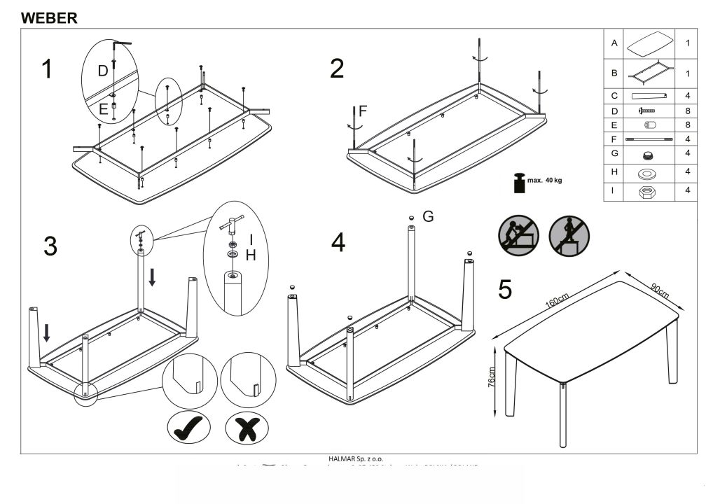 Instrukcja montażu stołu Weber
