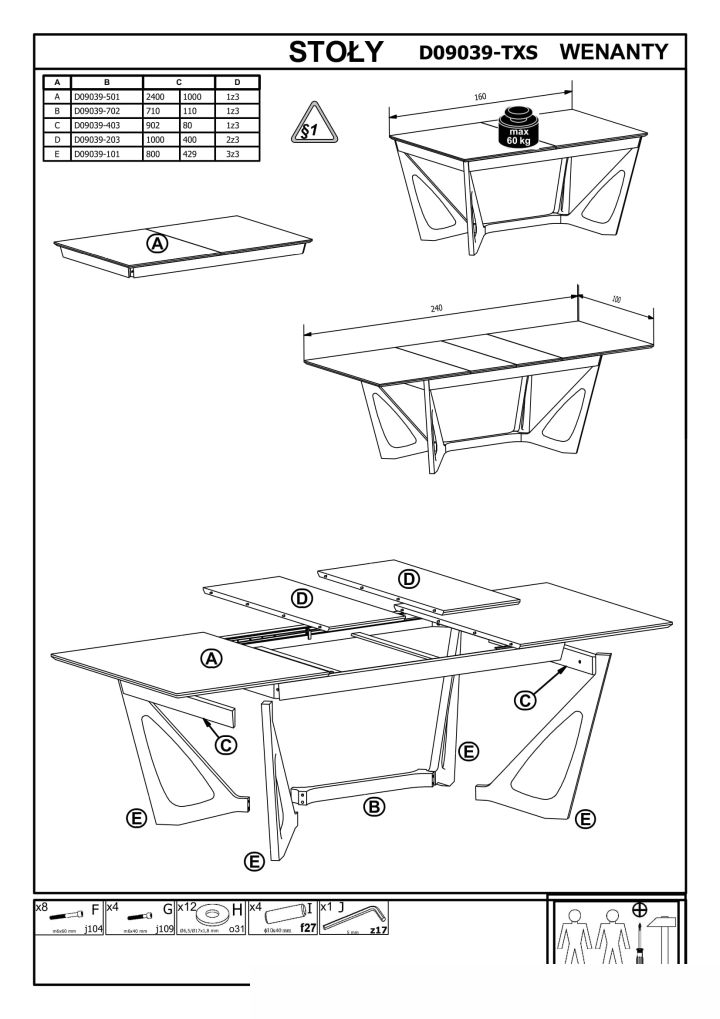 Instrukcja montażu stołu Wenanty