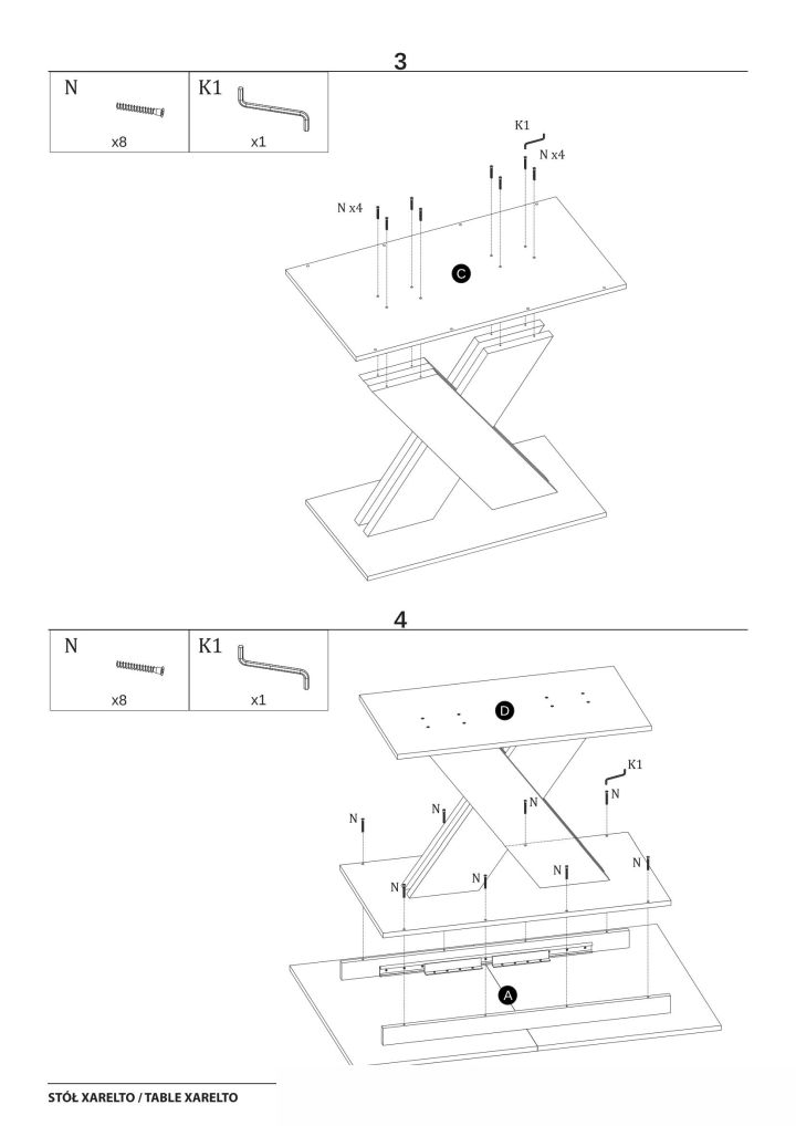 Instrukcja montażu stołu Xarelto