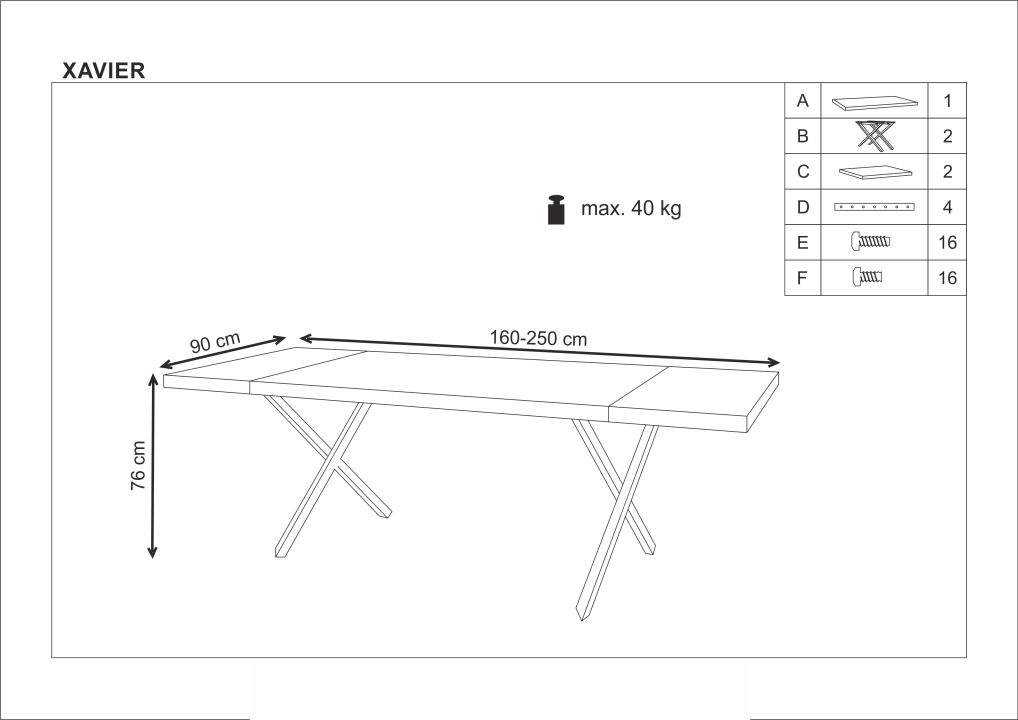 Instrukcja montażu stołu Xavier