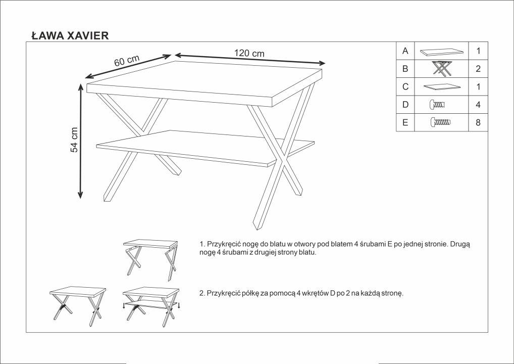 Instrukcja montażu stołu Xavier