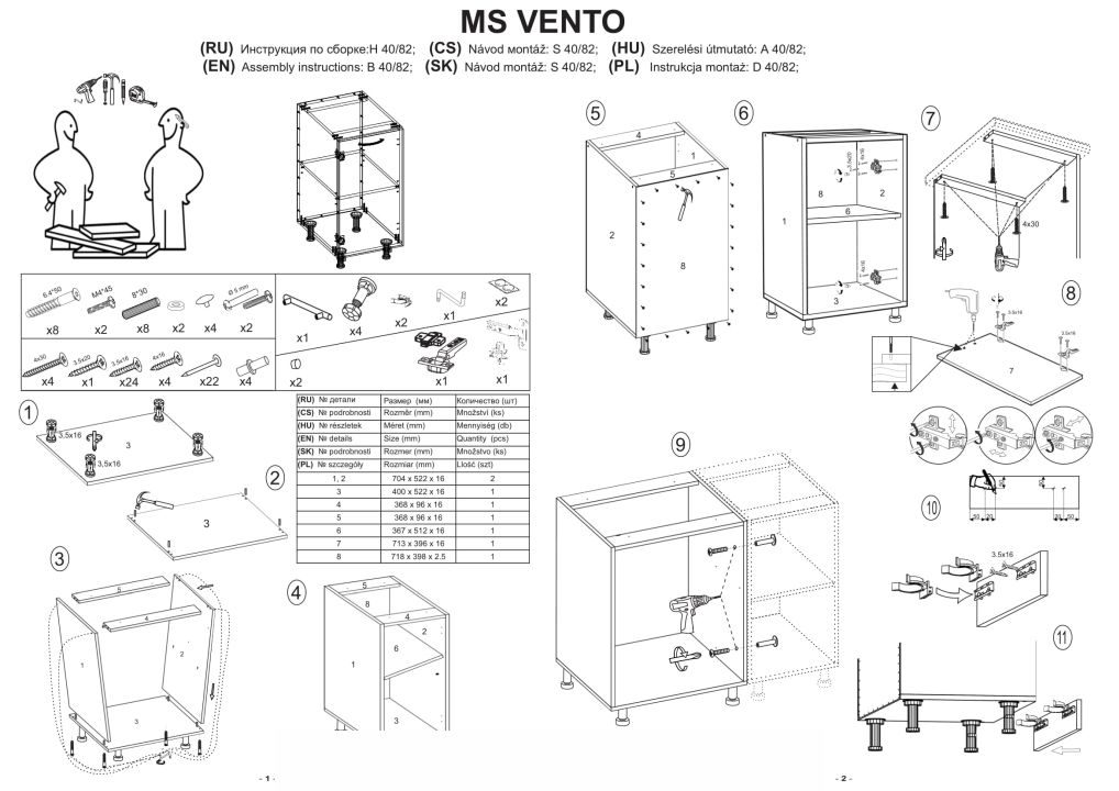 Instrukcja montażu szafki Vento D 20 82