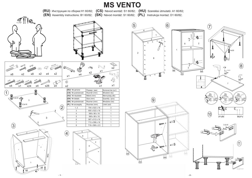 Instrukcja montażu szafki Vento D 20 82
